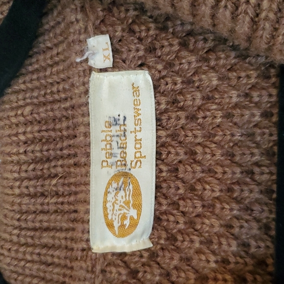 Vintage Pebble Beach Clay Brown Sweater with Wood Buttons XL - Picture 2 of 3